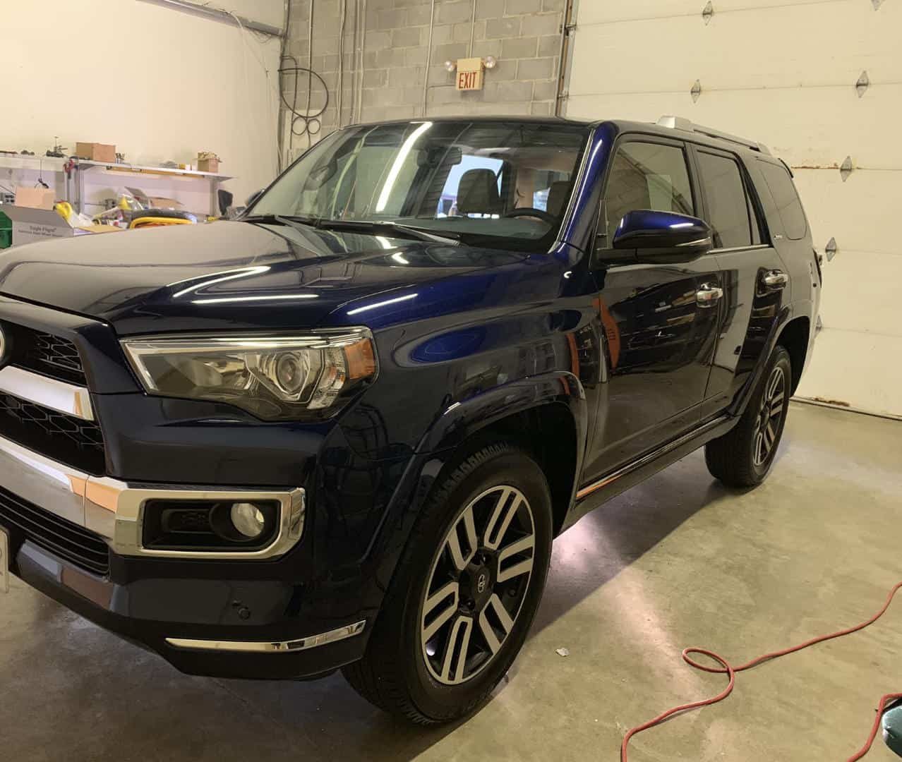 Black Toyota 4Runner after an exterior detail