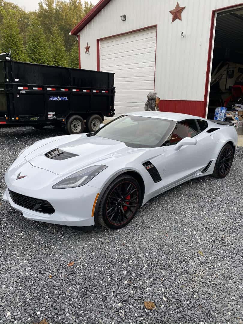 White Corvette Grand Sport after ceramic coating
