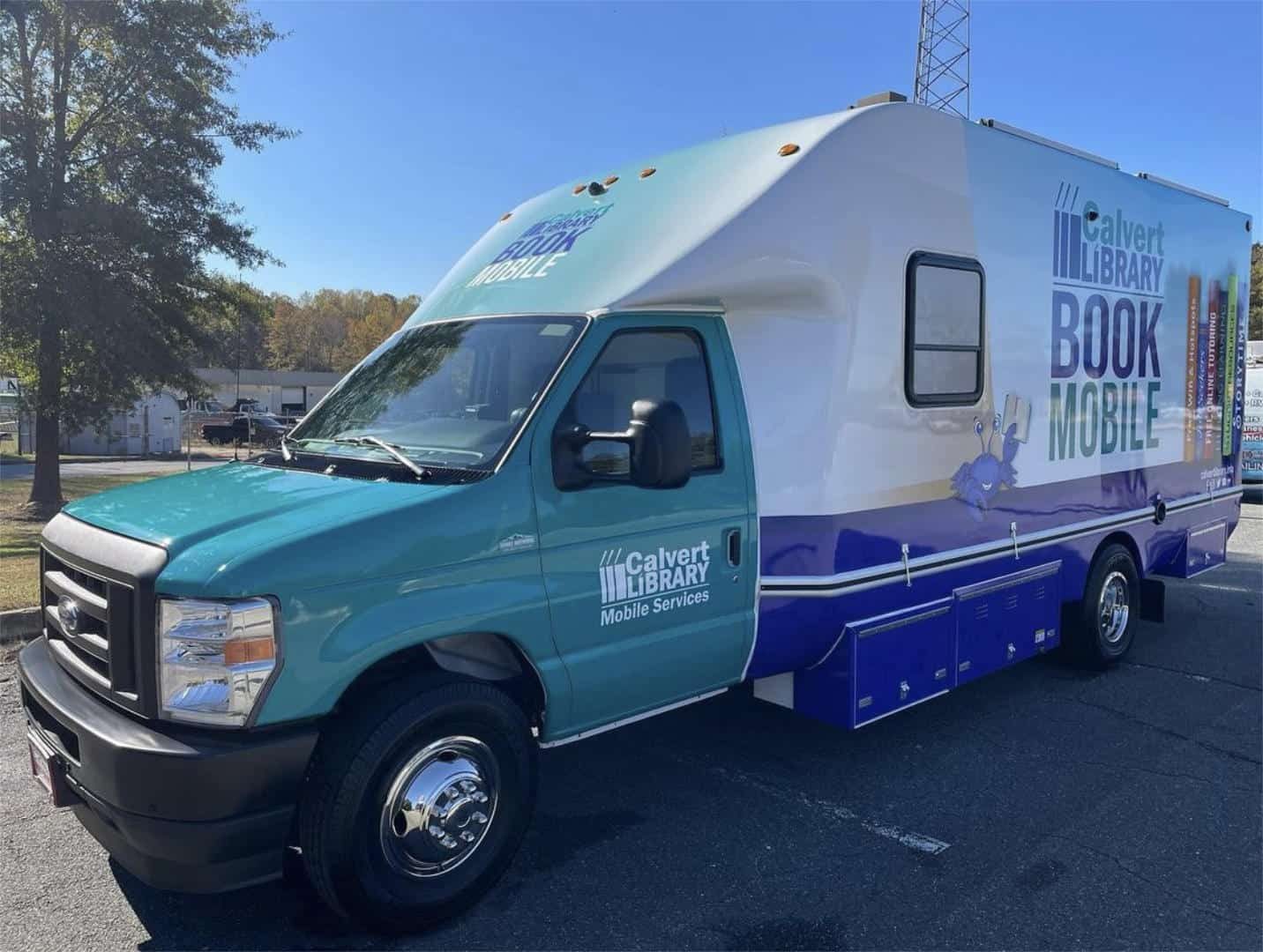 Calvert Library bookmobile after an exterior detail
