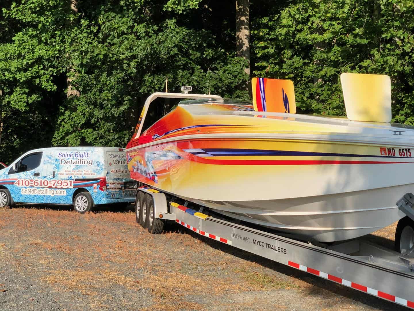 Offshore race boat after detailing